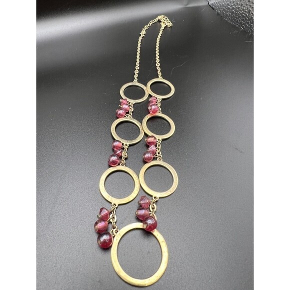 GOLD Circle and Garnet-Colored Beads - Picture 1 of 5